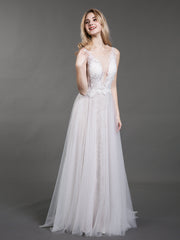 Spitze und Tüll Einfach Strand Brautkleid Elfenbein