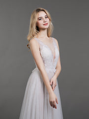 Spitze und Tüll Einfach Strand Brautkleid Elfenbein