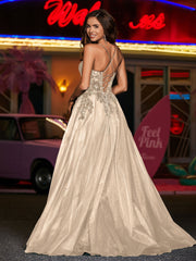 A-Linie Korsett Oberteil Tüll Ballkleid Champagner