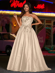 A-Linie Korsett Oberteil Tüll Ballkleid Champagner