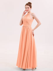 Neckholder Chiffon lange Brautjungfernkleid mit Gürtel Papaya