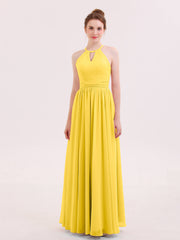 Neckholder lange Chiffon Kleid der Brautjungfern Ringelblume
