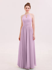 Neckholder lange Chiffon Kleid der Brautjungfern Blauregen