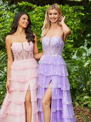 Korsett Oberteil Illusion Top Tüll Stufenkleider Zartrosa