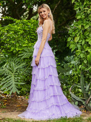 Korsett Oberteil Illusion Top Tüll Stufenkleider Lila