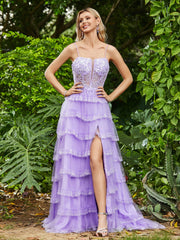 Korsett Oberteil Illusion Top Tüll Stufenkleider Lila