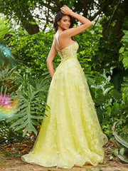 Korsett Oberteil Sweep-Zug A-Linie Kleid Narzisse