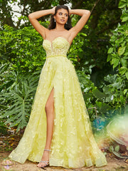 Korsett Oberteil Sweep-Zug A-Linie Kleid Narzisse