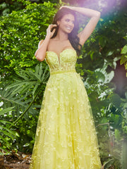 Korsett Oberteil Sweep-Zug A-Linie Kleid Narzisse