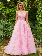 Korsett Oberteil Sweep-Zug A-Linie Kleid Bonbonrosa