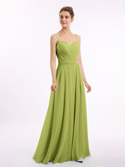 Spaghetti Träger Chiffon Kleid mit Herz-Ausschnitt Klee