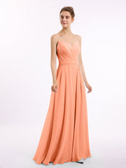 Spaghetti Träger Chiffon Kleid mit Herz-Ausschnitt Papaya