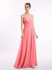 Spaghetti Träger Chiffon Kleid mit Herz-Ausschnitt Wassermelone