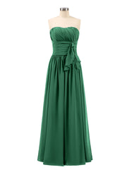 lange trägerloser Ausschnitt Chiffon Brautjungfernkleid Dunkelgrün