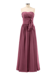 lange trägerloser Ausschnitt Chiffon Brautjungfernkleid Maulbeere