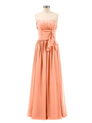 lange trägerloser Ausschnitt Chiffon Brautjungfernkleid Papaya