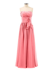 lange trägerloser Ausschnitt Chiffon Brautjungfernkleid Wassermelone