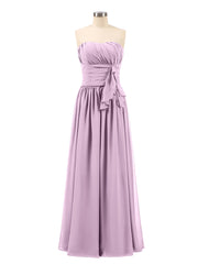 lange trägerloser Ausschnitt Chiffon Brautjungfernkleid Blauregen