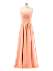 Herz-Ausschnitt trägerloser Ausschnitt Chiffon Brautjungfernkleid Papaya