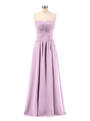Herz-Ausschnitt trägerloser Ausschnitt Chiffon Brautjungfernkleid Blauregen