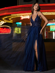 A-Linie Perlen Oberteil Tüll Kleid Elfenbein