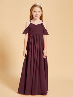 Schulterfreie Chiffon Jungen Brautjungfernkleider Cabernet