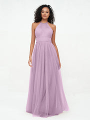 Illusion Halfter Tüll Maxi Boho Kleider Blauregen