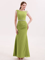 Chiffon Etui Kleid mit Perlenstickerei Bund Klee
