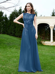 Elegant Illusion Spitze Applique Kleid mit Knöpfen Tinte blau Übergröße