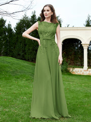 Elegant Illusion Spitze Applique Kleid mit Knöpfen Moos