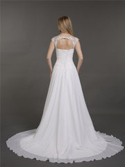 Chiffon mit Spitze Applique Kleid für Braut Weiß
