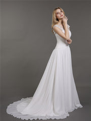 Chiffon mit Spitze Applique Kleid für Braut Weiß