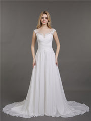 Chiffon mit Spitze Applique Kleid für Braut Weiß