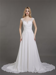 Chiffon mit Spitze Applique Kleid für Braut Champagner