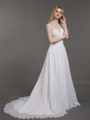 Chiffon mit Spitze Applique Kleid für Braut Weiß