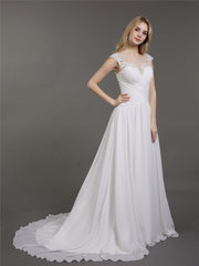Chiffon mit Spitze Applique Kleid für Braut Weiß
