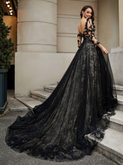 V-Ausschnitt Blume Applique Ballkleid Als Bild