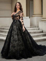 V-Ausschnitt Blume Applique Ballkleid Als Bild