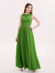 Illusion Herz-Ausschnitt Chiffon Brautjungfernkleid Moos