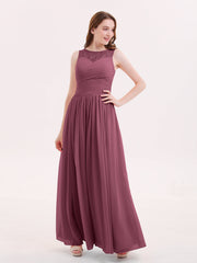 Illusion Herz-Ausschnitt Chiffon Brautjungfernkleid Maulbeere
