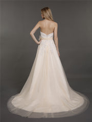 Trägerloses Brautkleid mit Bowknot und Herz-Ausschnitt Champagner