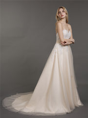 Trägerloses Brautkleid mit Bowknot und Herz-Ausschnitt Elfenbein