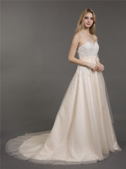 Trägerloses Brautkleid mit Bowknot und Herz-Ausschnitt Champagner