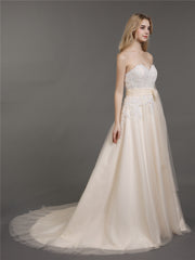 Trägerloses Brautkleid mit Bowknot und Herz-Ausschnitt Champagner