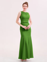 Illusion Ausschnitt Mermaid Kleid mit Offener Rücken Moos