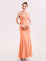 Illusion Ausschnitt Mermaid Kleid mit Offener Rücken Papaya