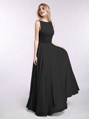 Spitzen Mieder Chiffon Rock Lang Kleid Schwarz