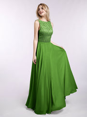 Spitzen Mieder Chiffon Rock Lang Kleid Moos