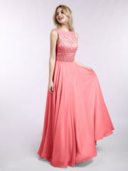 Spitzen Mieder Chiffon Rock Lang Kleid Wassermelone