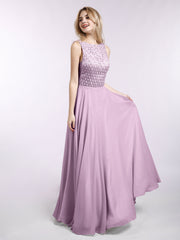 Spitzen Mieder Chiffon Rock Lang Kleid Blauregen